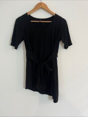 Piphany Black Tie-Front Asymmetrical Top